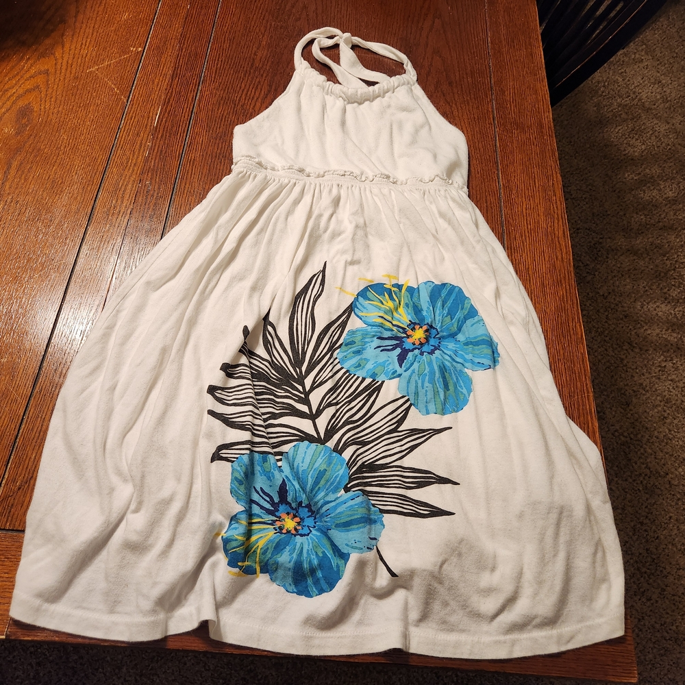 Old Navy White With Blue Flowers Halter Dress - Juniors XL